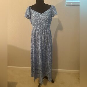 BloomChic Bloom Dress Ditsy Floral Square Neck Flutter Sleeve Split Dress Sz 12